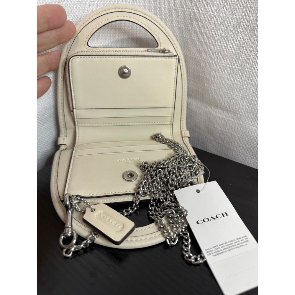 Coach Mini Wallet on Chain — Chalk/Ivory Smooth Leather NWT - Picture 2 of 2